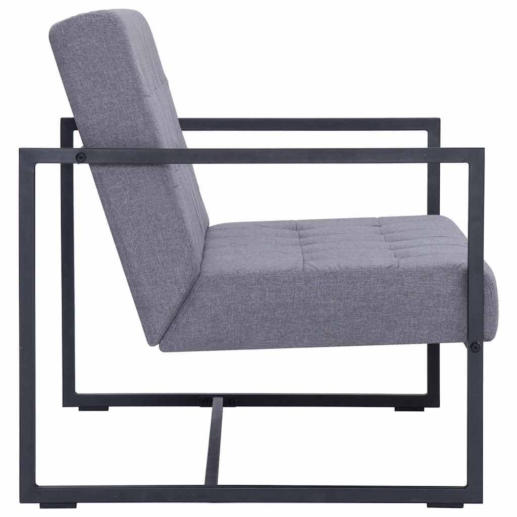Light Gray 2-Seater Fabric Loveseat Sofa with Steel Legs Z4626