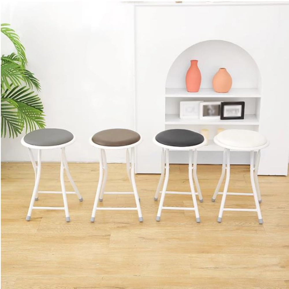 Portable Folding Stool, Collapsible Padded Round Stool, Foldable Breakfast Kitchen Bar Stool Seat, Fold up Stool for Adults Kitchen Garden Bathroom (Black) X63118