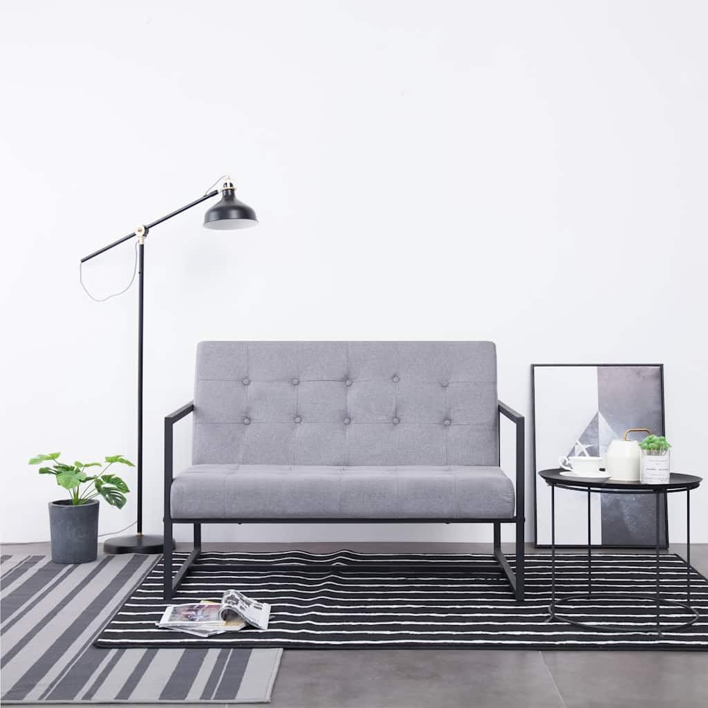 Light Gray 2-Seater Fabric Loveseat Sofa with Steel Legs Z4626