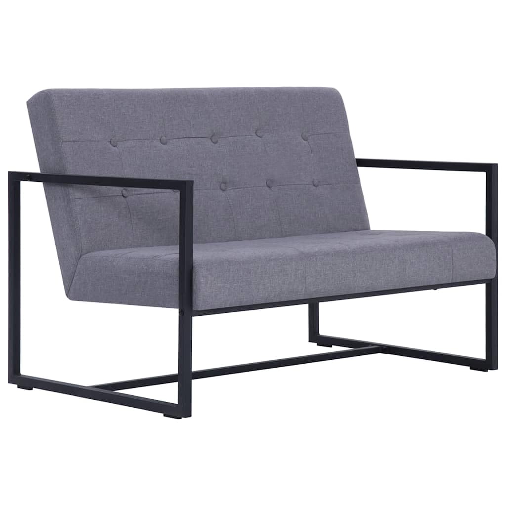 Light Gray 2-Seater Fabric Loveseat Sofa with Steel Legs Z4626
