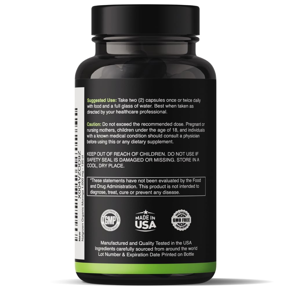 Organic Moringa 1000 mg 120 Ct Capsules D906