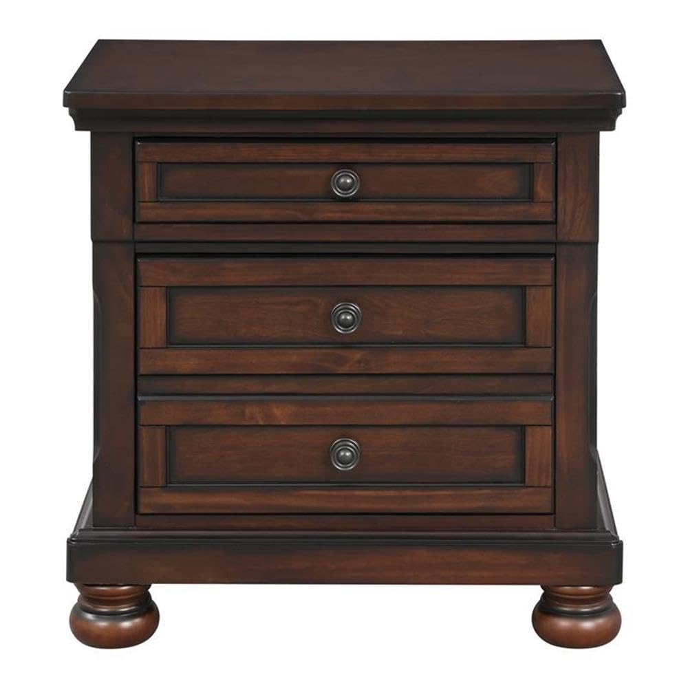 Brown Cherry 3 Drawer Wood Nightstand H679686