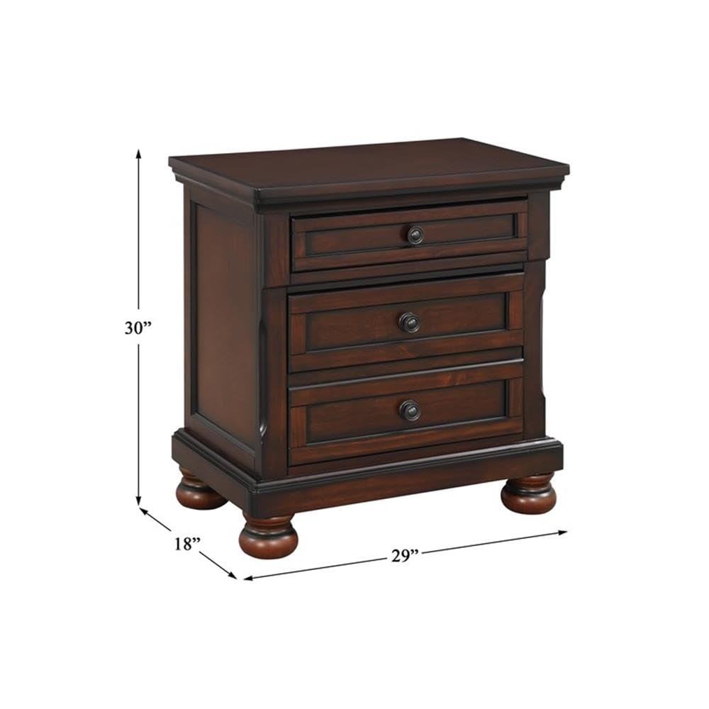 Brown Cherry 3 Drawer Wood Nightstand H679686