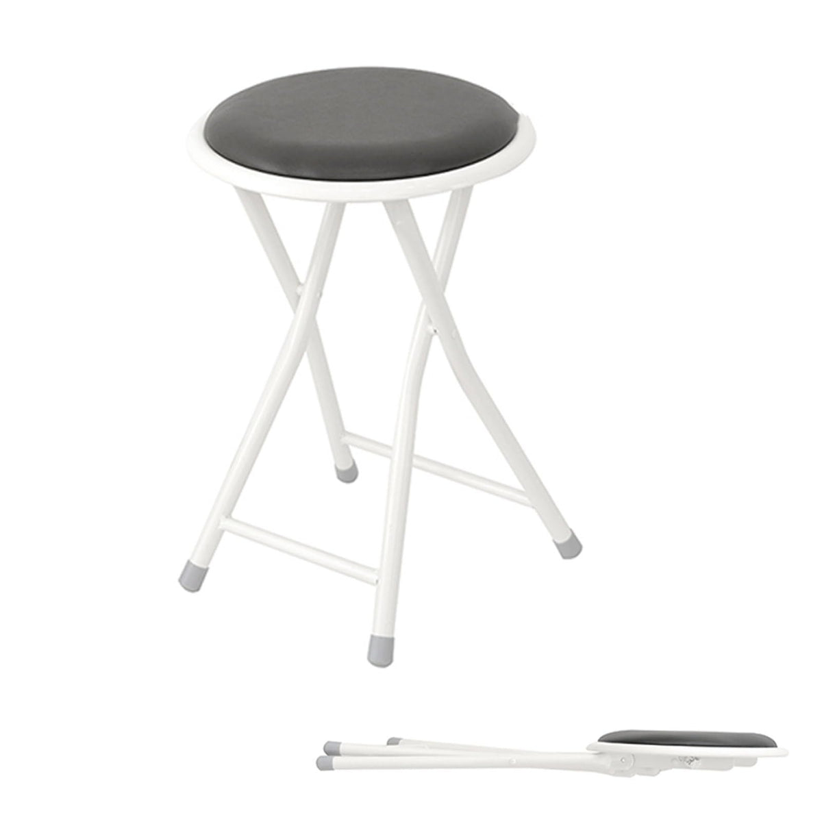 Portable Folding Stool, Collapsible Padded Round Stool, Foldable Breakfast Kitchen Bar Stool Seat, Fold up Stool for Adults Kitchen Garden Bathroom (Black) X63118
