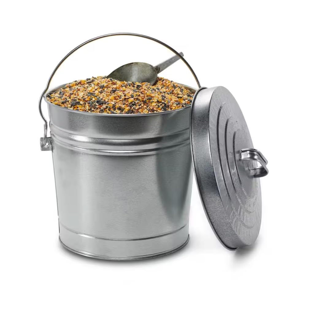 6 Gallon Galvanized Steel Round Trash Can with Locking Lid C9311