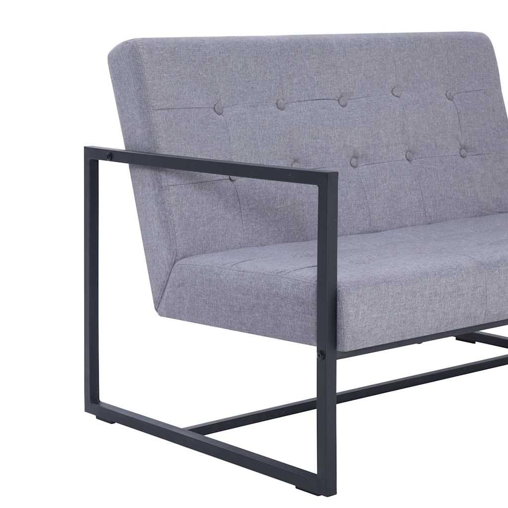 Light Gray 2-Seater Fabric Loveseat Sofa with Steel Legs Z4626