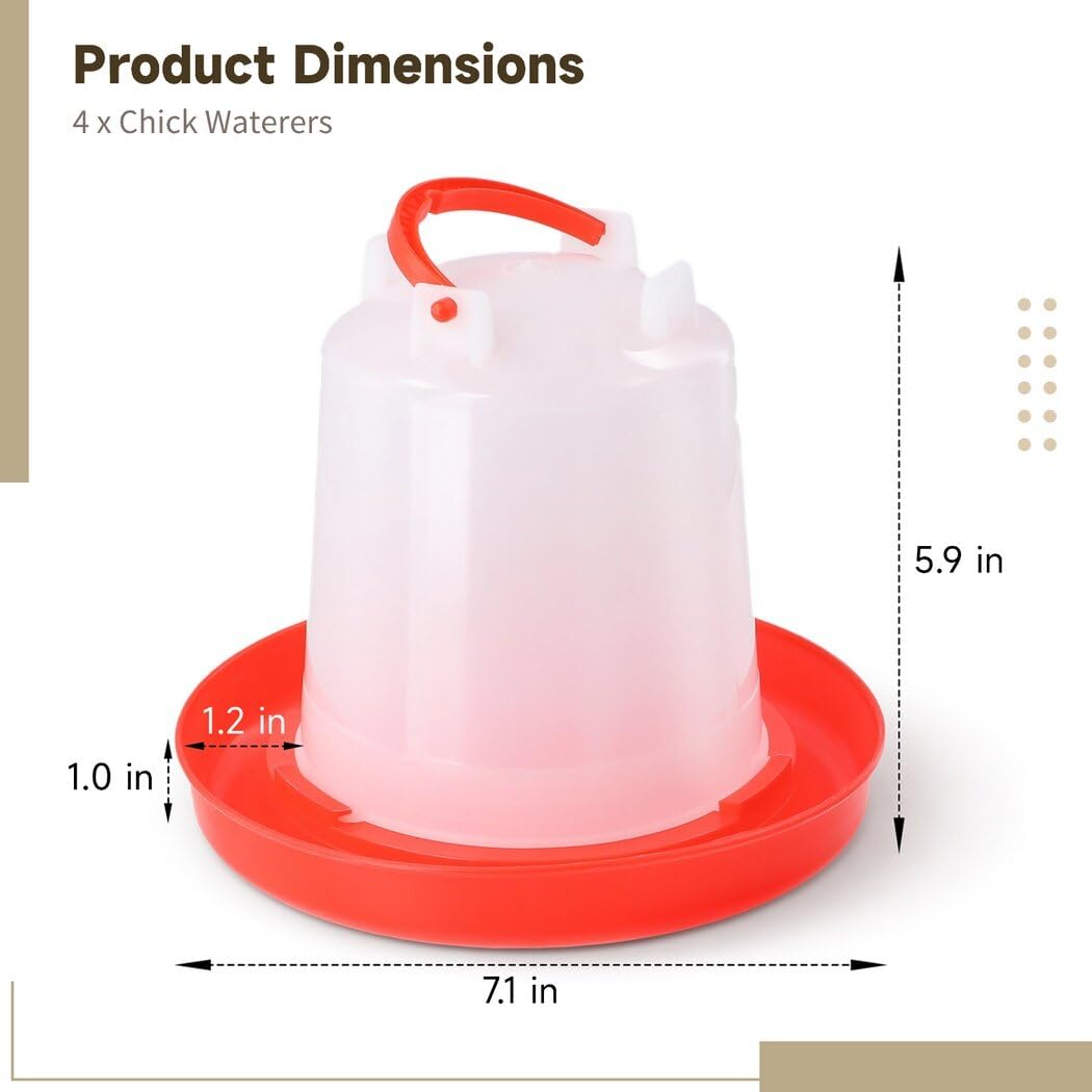 4-Pack 1L Poultry Waterer with Handle C572