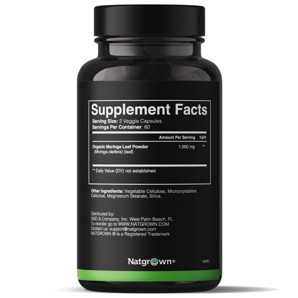 Organic Moringa 1000 mg 120 Ct Capsules D906