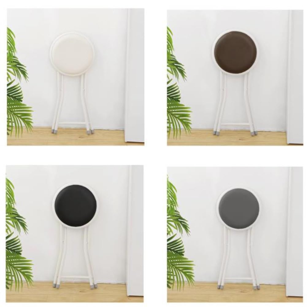 Portable Folding Stool, Collapsible Padded Round Stool, Foldable Breakfast Kitchen Bar Stool Seat, Fold up Stool for Adults Kitchen Garden Bathroom (Black) X63118