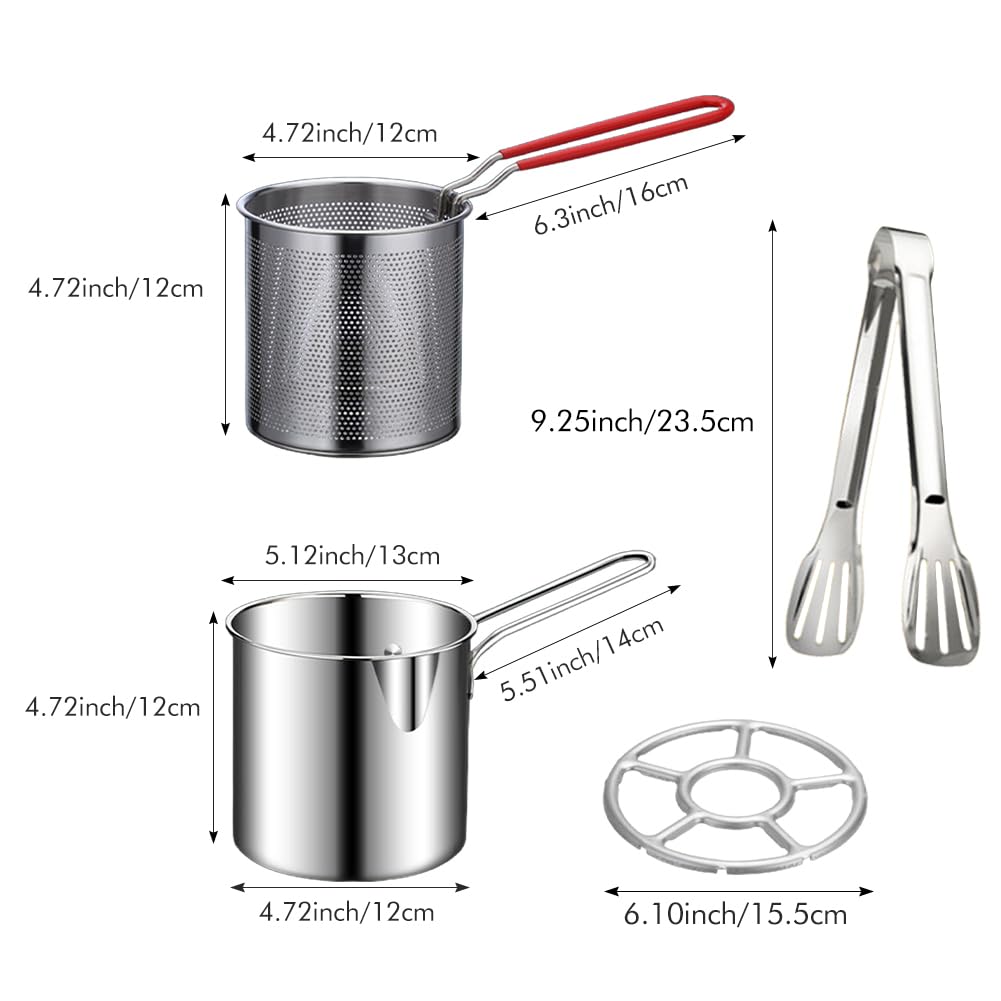 Small Stainless Steel Deep Fryer Pot with Basket O220895