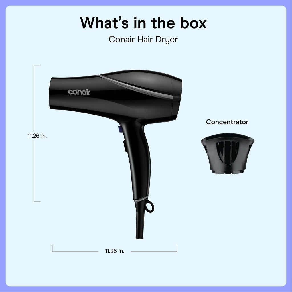 Black Ceramic Hair Dryer with Concentrator Attachment P402026