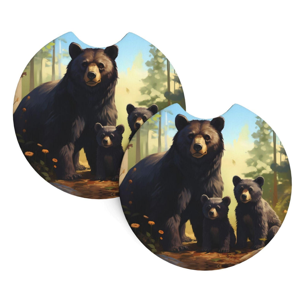 Set of 2 Black Bear Car Coasters R50733