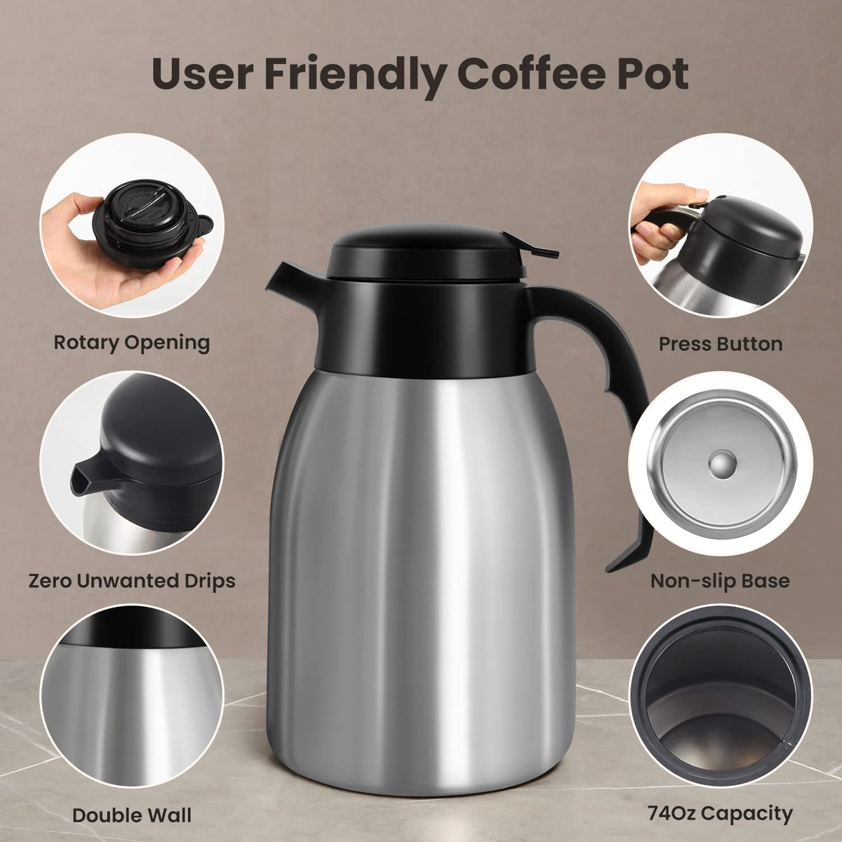12-Cup Commercial Coffee Maker with Thermal Carafe E6422