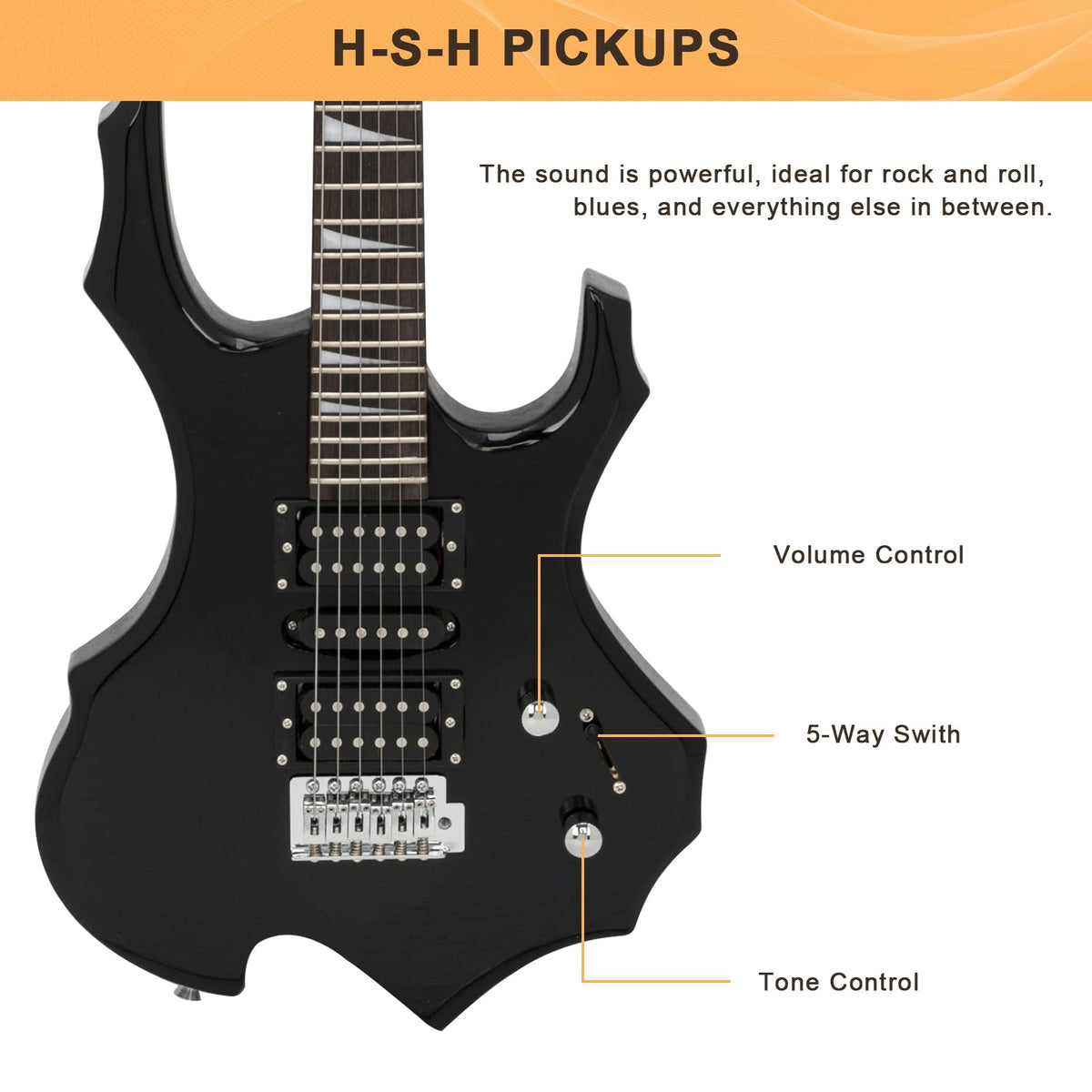 Black Electric Guitar with Accessories Pack L551039