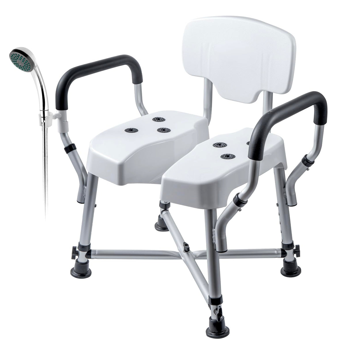 Heavy Duty Shower Chair with Back and Padded Armrests A1816