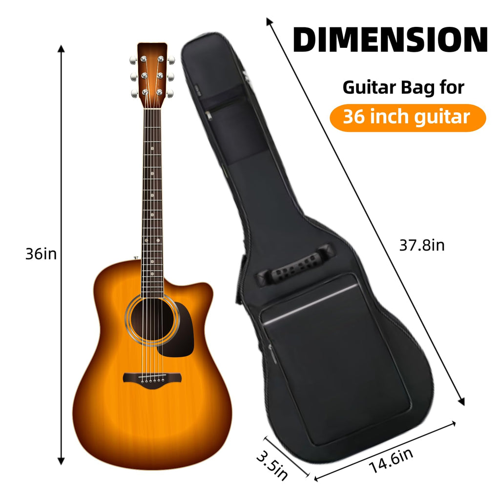 3/4 Size 36 Inch Acoustic Guitar Case Soft Padded Waterproof Gig Bag W997