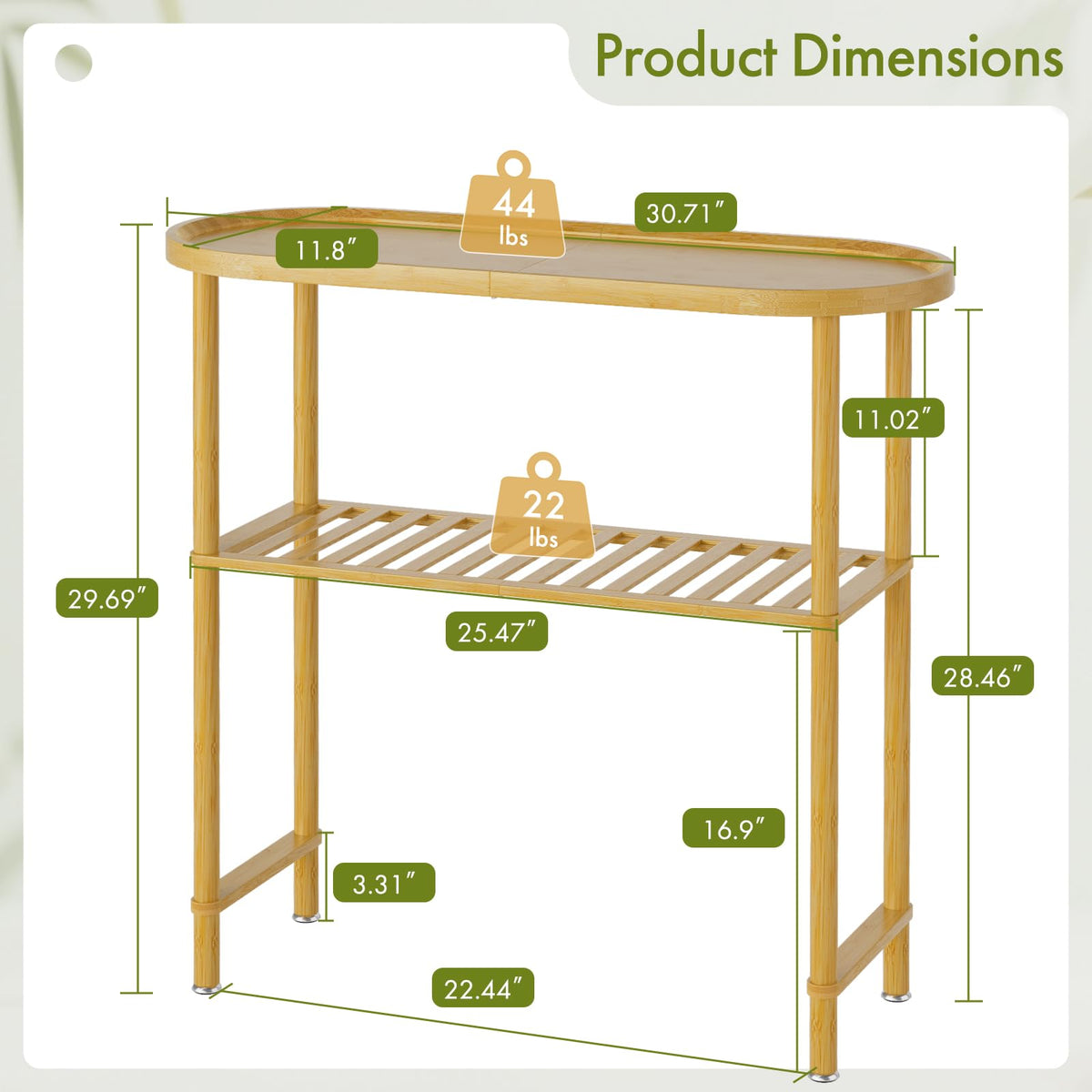 Bamboo 2-tier Oval Top Console Table H9026