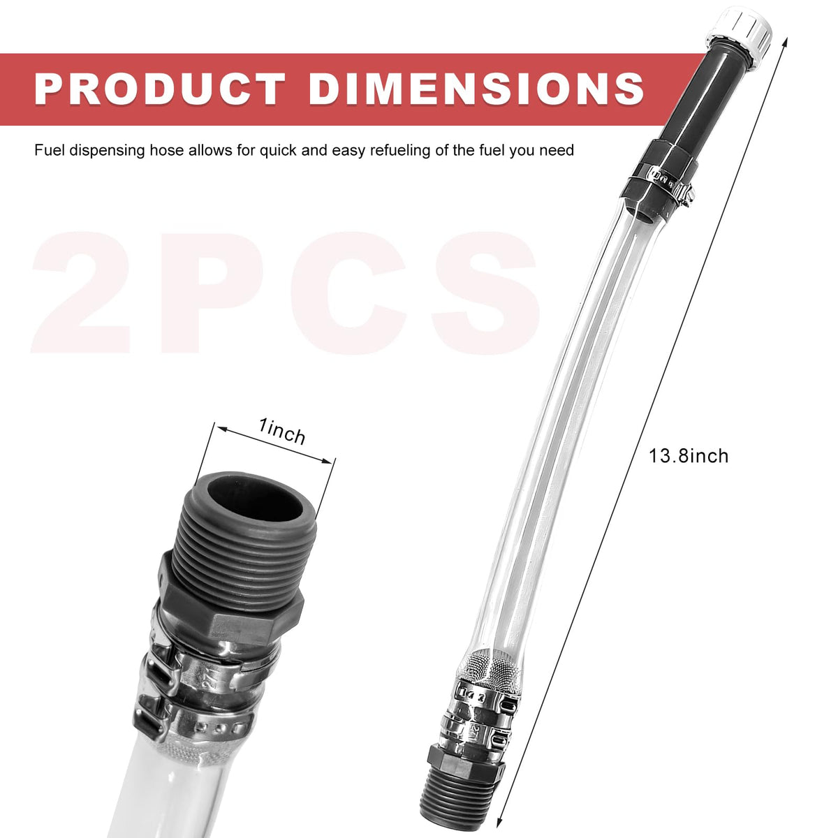 2PCS Clear Fuel Filler Jug Hose Quick Fill Spout Y7066