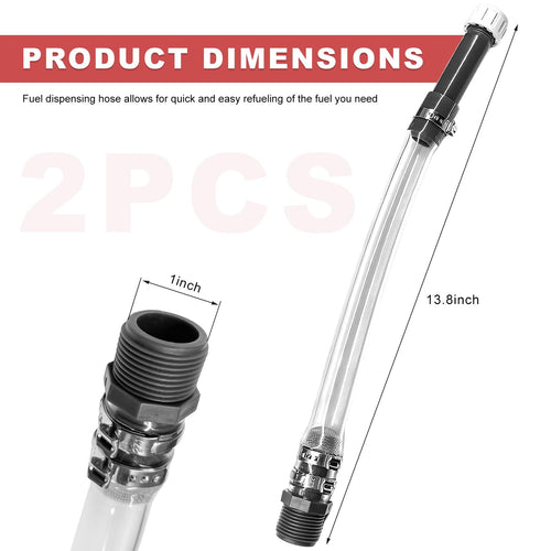 2PCS Clear Fuel Filler Jug Hose Quick Fill Spout Y7066