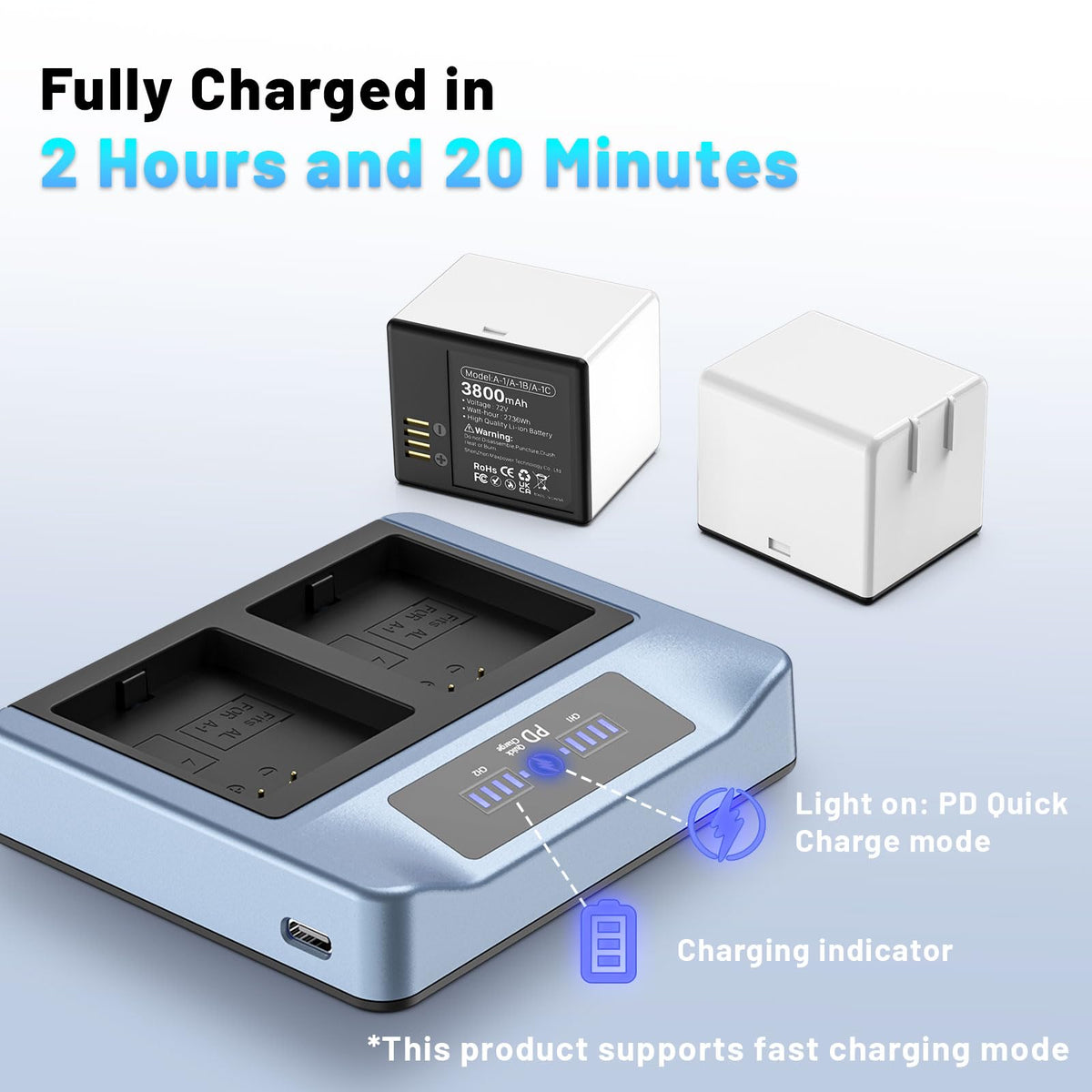 3800mAh Rechargeable Lithium Battery with Charger Station I9503