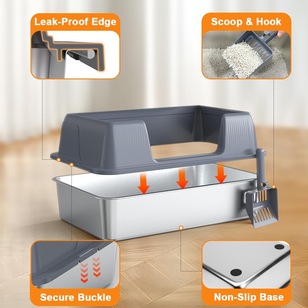 XL Stainless Steel Cat Litter Box U54468