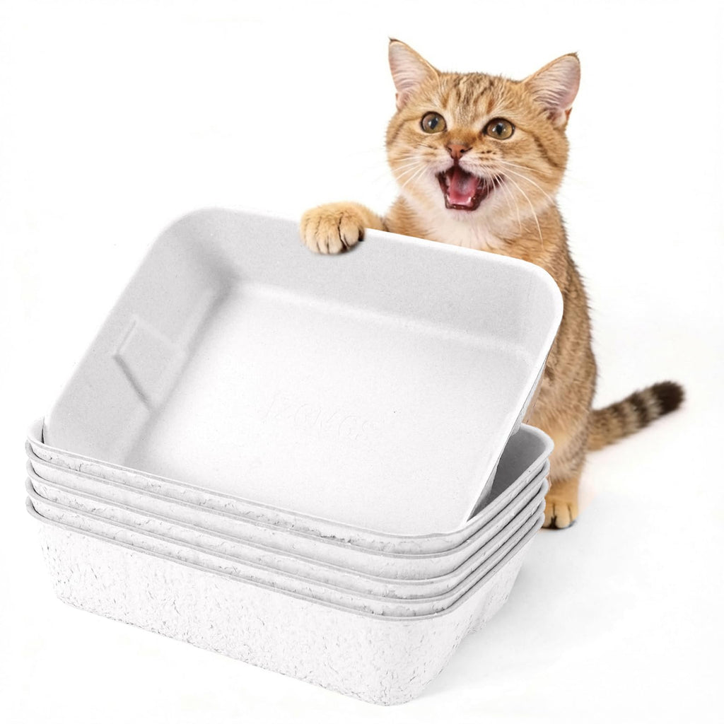 Disposable Cat Litter Boxes White Large 6-Pack T4483