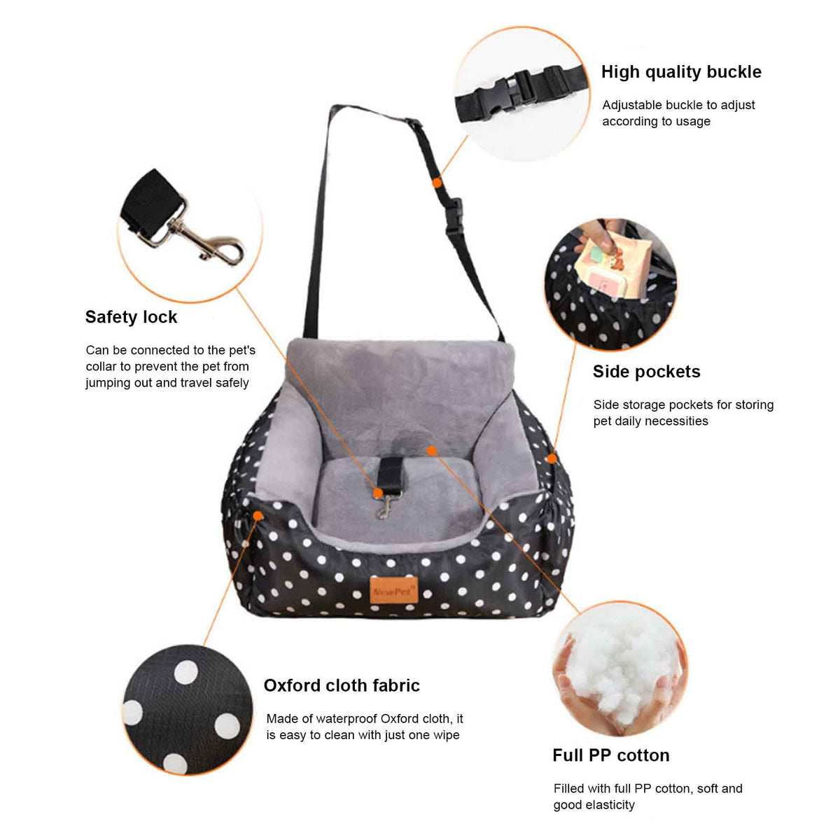 2-in-1 Waterproof Pet Car Seat & Car Bed X567