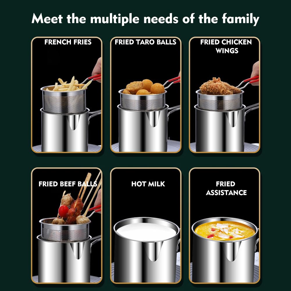 Small Stainless Steel Deep Fryer Pot with Basket O220895