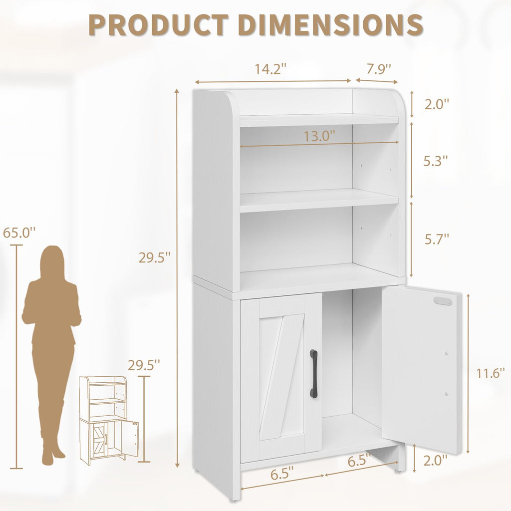White Small Bathroom Storage Cabinet with 2 Doors and Shelves W975914