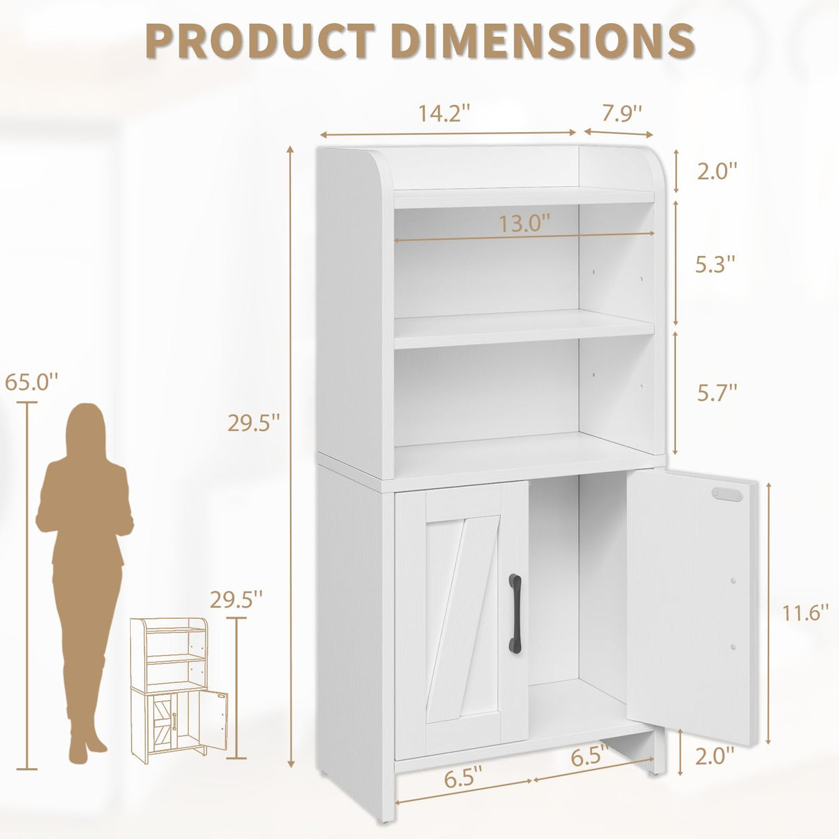 White Small Bathroom Storage Cabinet with 2 Doors and Shelves W975914