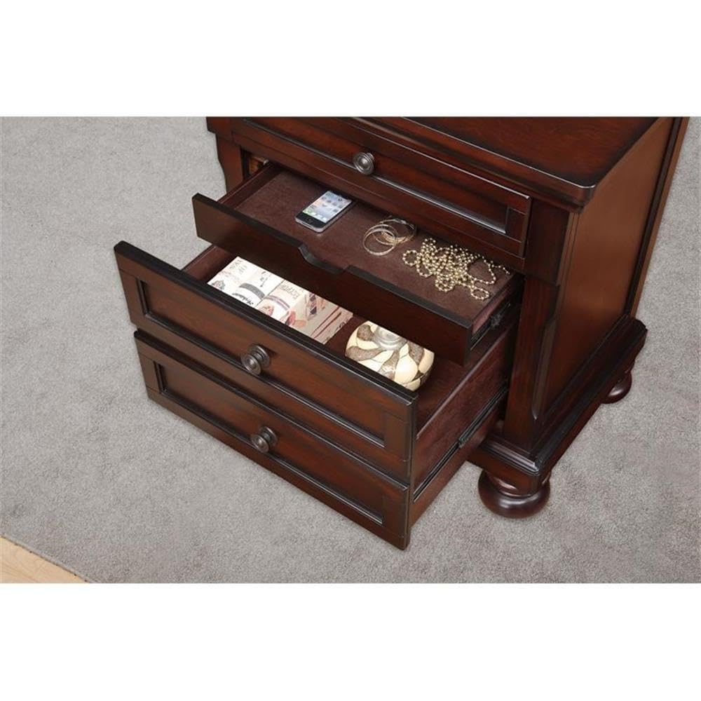 Brown Cherry 3 Drawer Wood Nightstand H679686