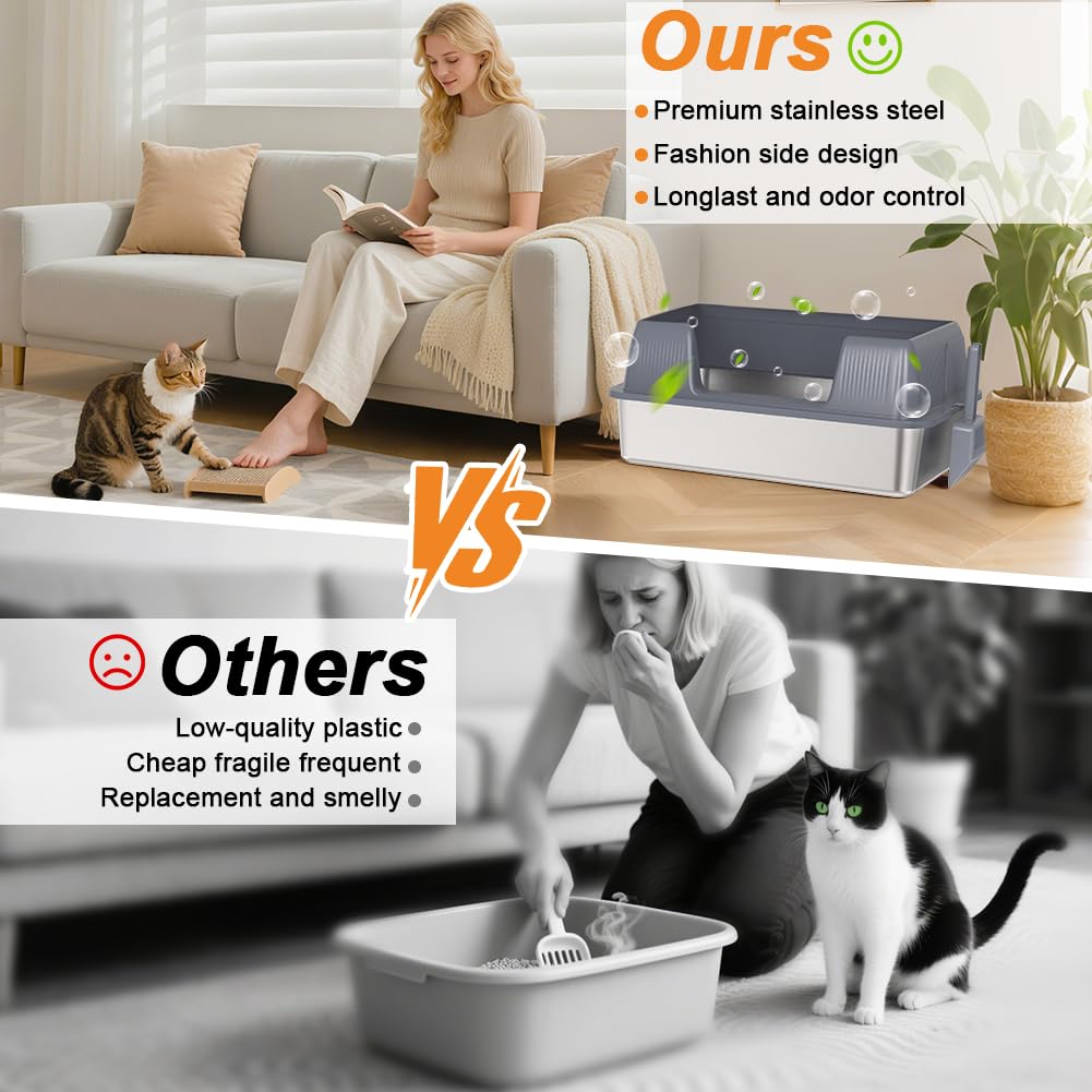 XL Stainless Steel Cat Litter Box U54468