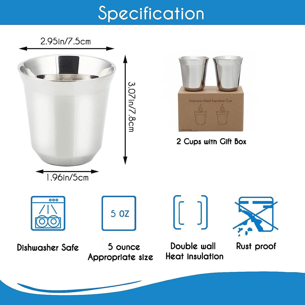 12 oz French Press with 5 oz Stainless Steel Espresso Cups I152