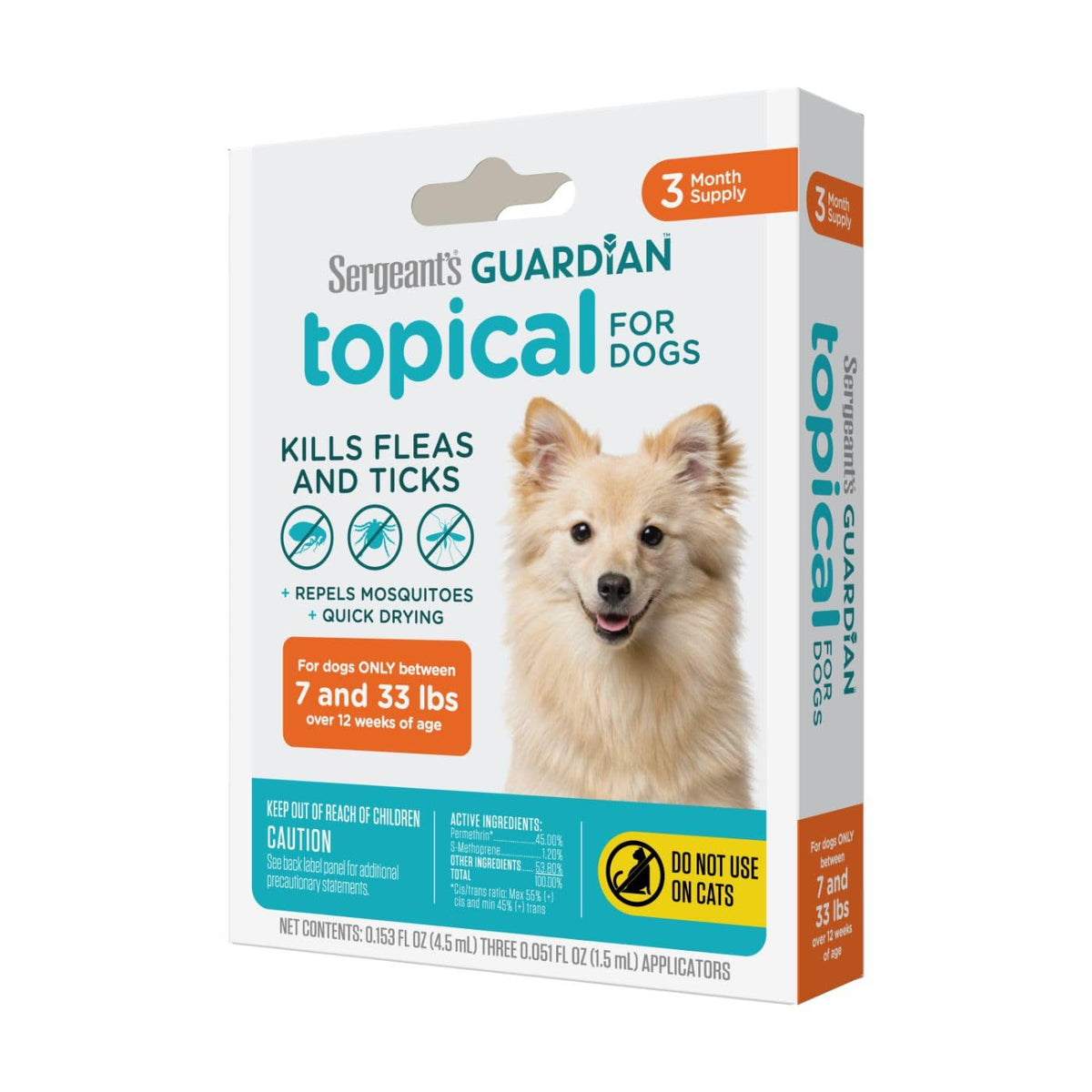 Flea & Tick Topical Dogs 7-33 lbs 3-Month U63383
