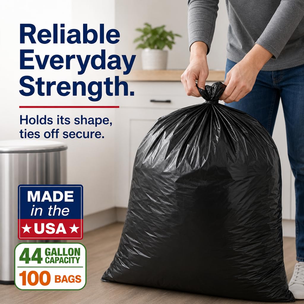 40-45 Gallon Heavy Duty Black Trash Bags 100 Count T3125
