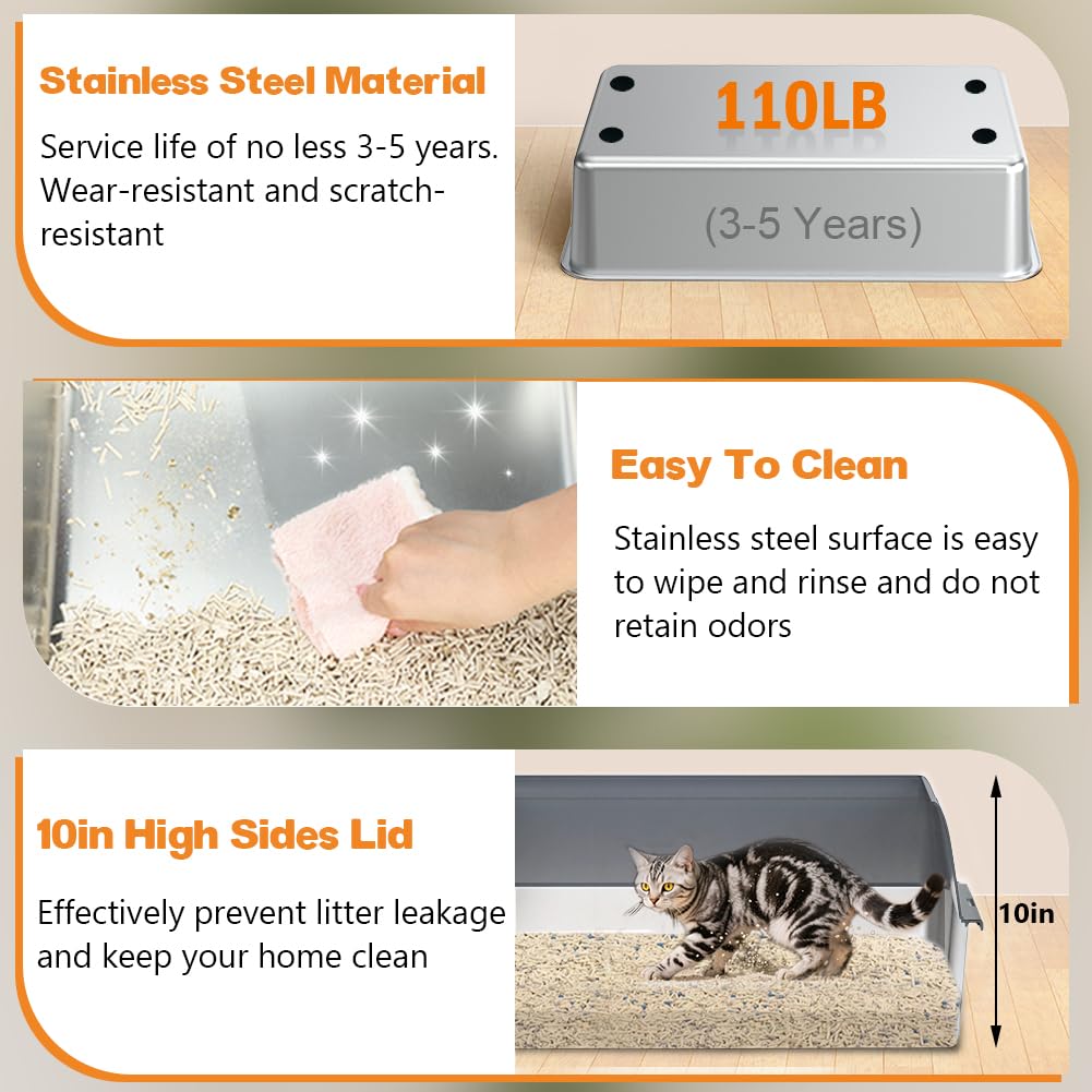 XL Stainless Steel Cat Litter Box U54468