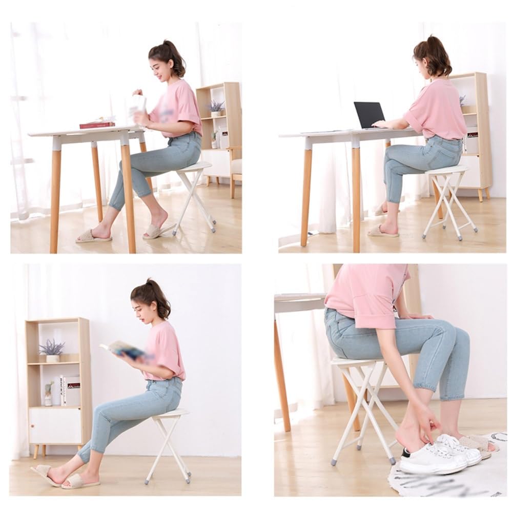 Portable Folding Stool, Collapsible Padded Round Stool, Foldable Breakfast Kitchen Bar Stool Seat, Fold up Stool for Adults Kitchen Garden Bathroom (Black) X63118