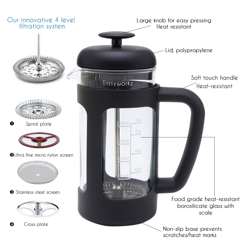12 oz French Press with 5 oz Stainless Steel Espresso Cups I152