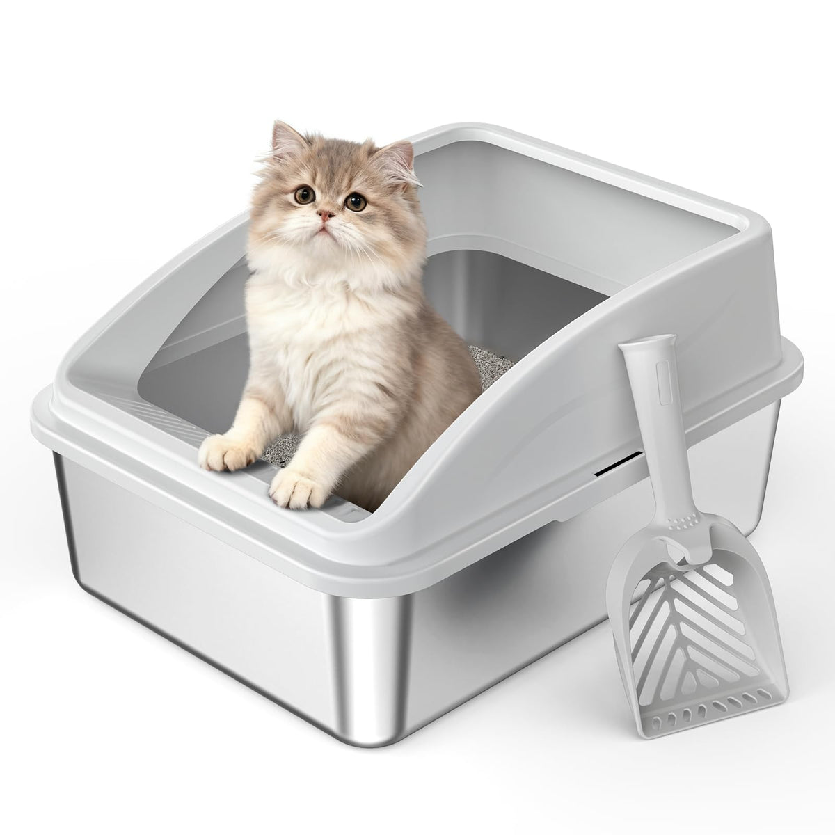 Stainless Steel Litter Box with Lid W78649
