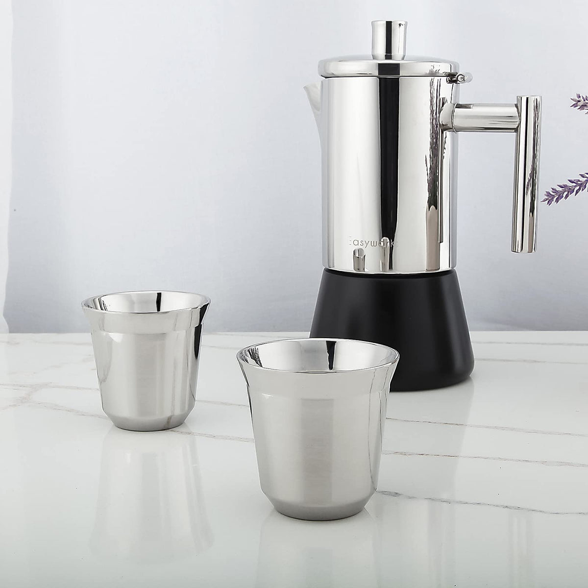 12 oz French Press with 5 oz Stainless Steel Espresso Cups I152