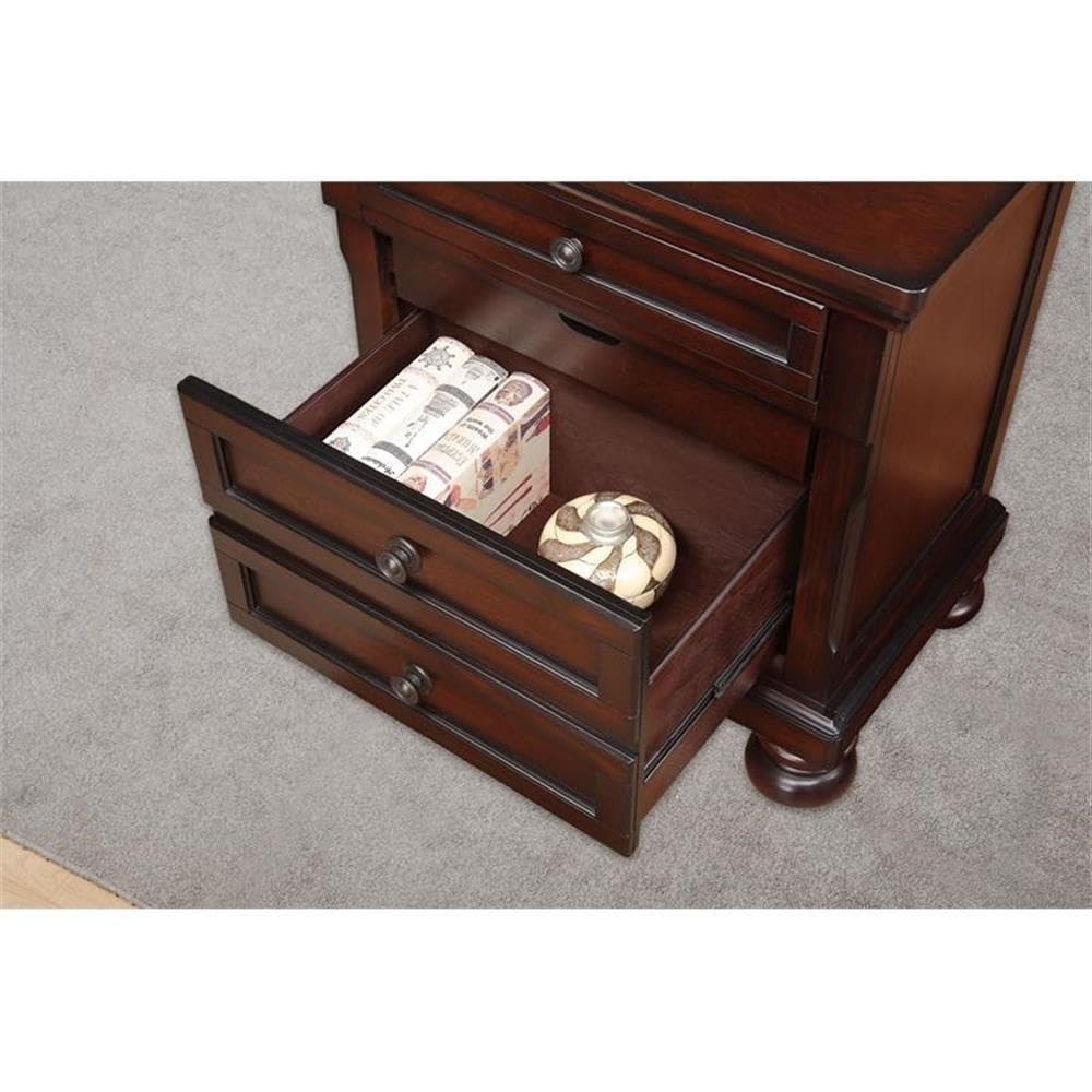 Brown Cherry 3 Drawer Wood Nightstand H679686