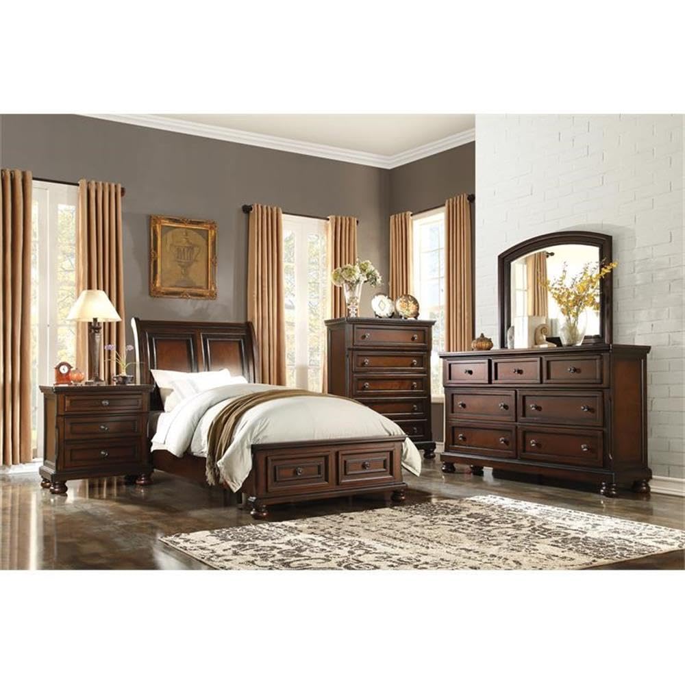 Brown Cherry 3 Drawer Wood Nightstand H679686