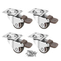 1 Inch TPE Rubber Swivel Caster Wheels Set of 4 with Brakes O869