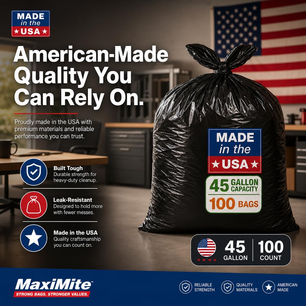 40-45 Gallon Heavy Duty Black Trash Bags 100 Count T3125