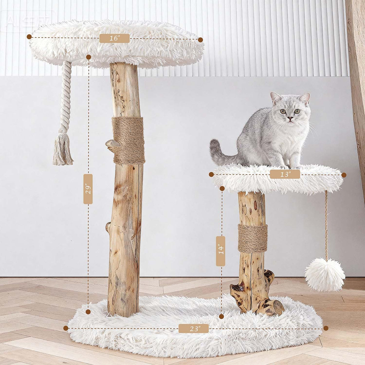Modern Cat Tree Tower with Sisal Scratching Post J930