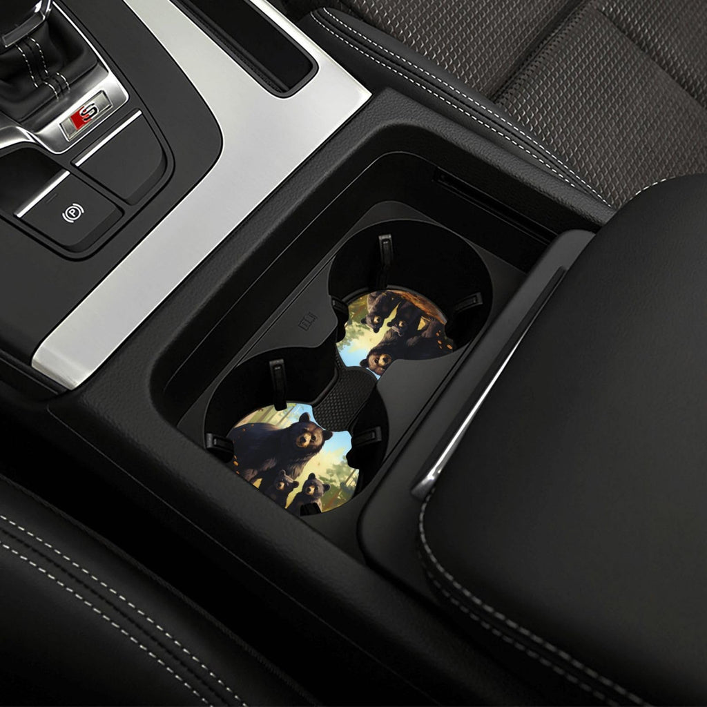Set of 2 Black Bear Car Coasters R50733
