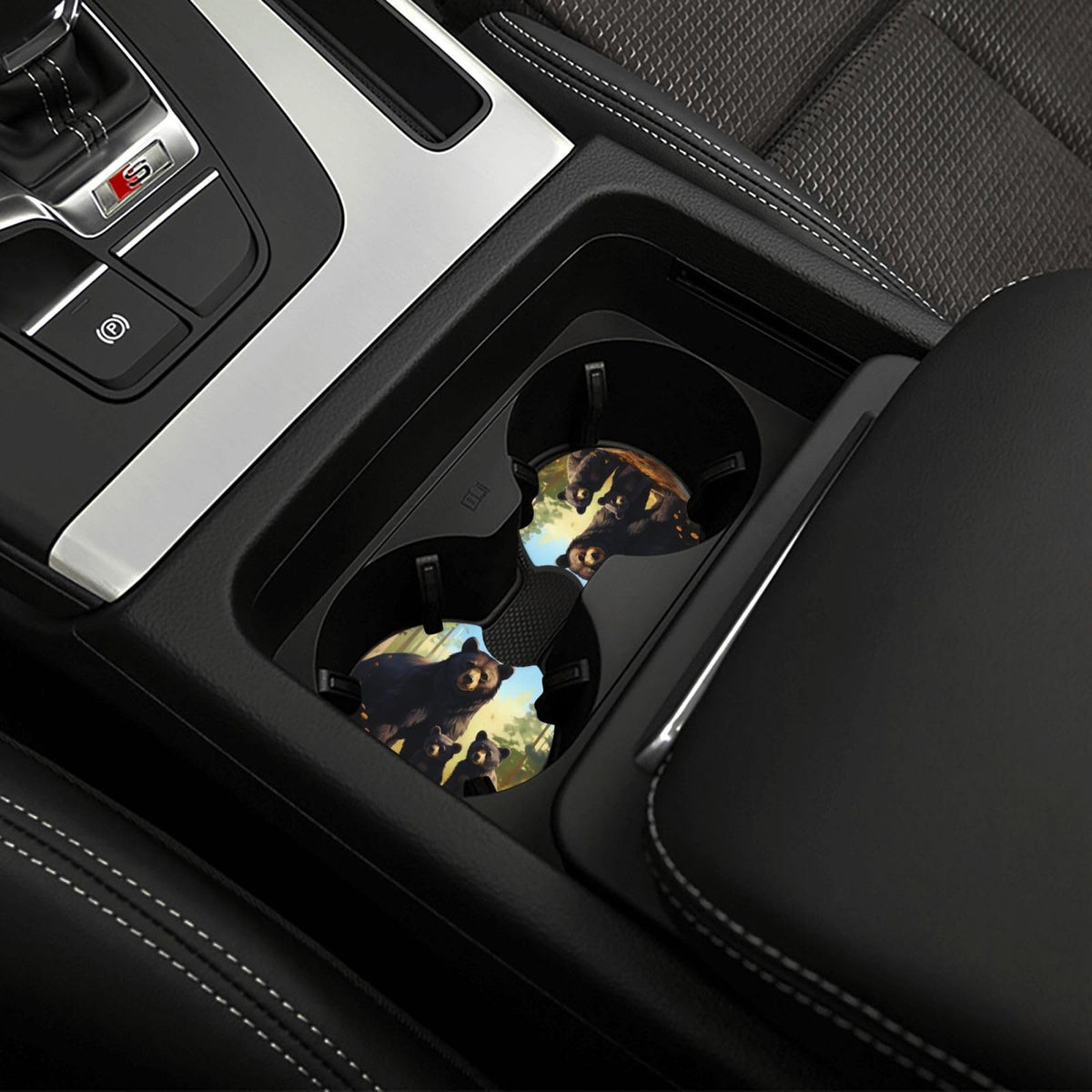 Set of 2 Black Bear Car Coasters R50733