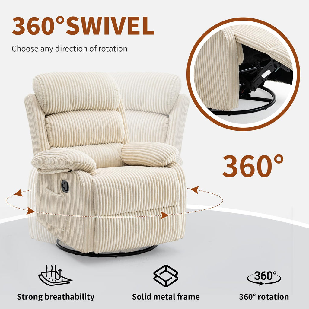 Beige Velvet Rocking Recliner Chair with Side Pocket H881018