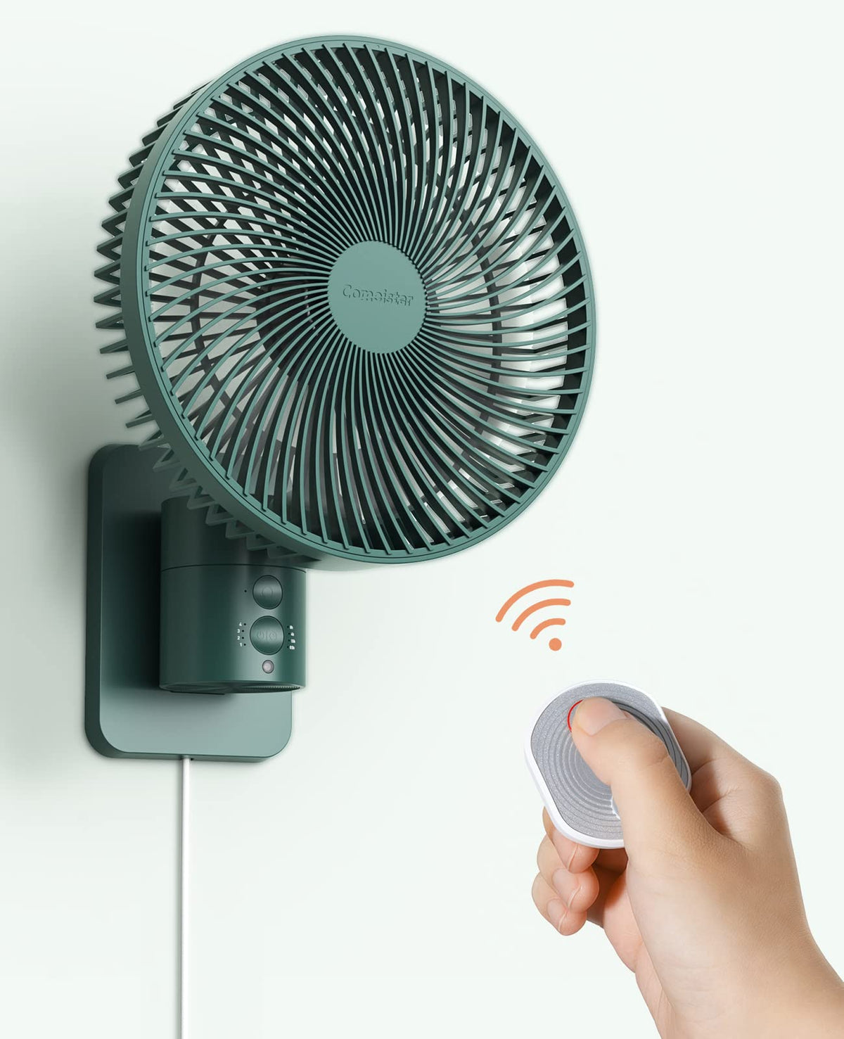 Wall Mounted Oscillating Fan with Remote and Timer, 8.5 Inch 4 Speeds O756