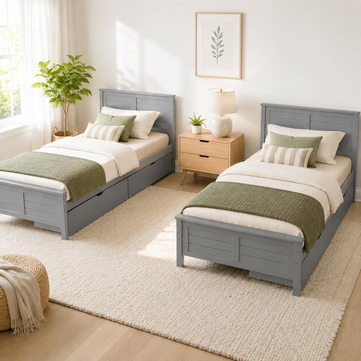Wood Bed Frame with 2 Drawers & Headboard R83880